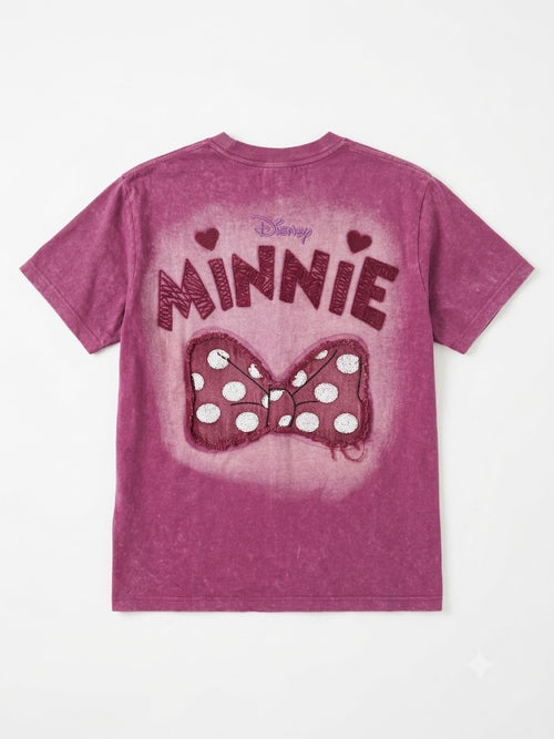 3D Patchwork Acid Wash Oversized T-Shirt – Berry Pink