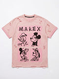 Pink Distressed Cartoon Graphic T-Shirt | Y2K Vintage Streetwear Tee