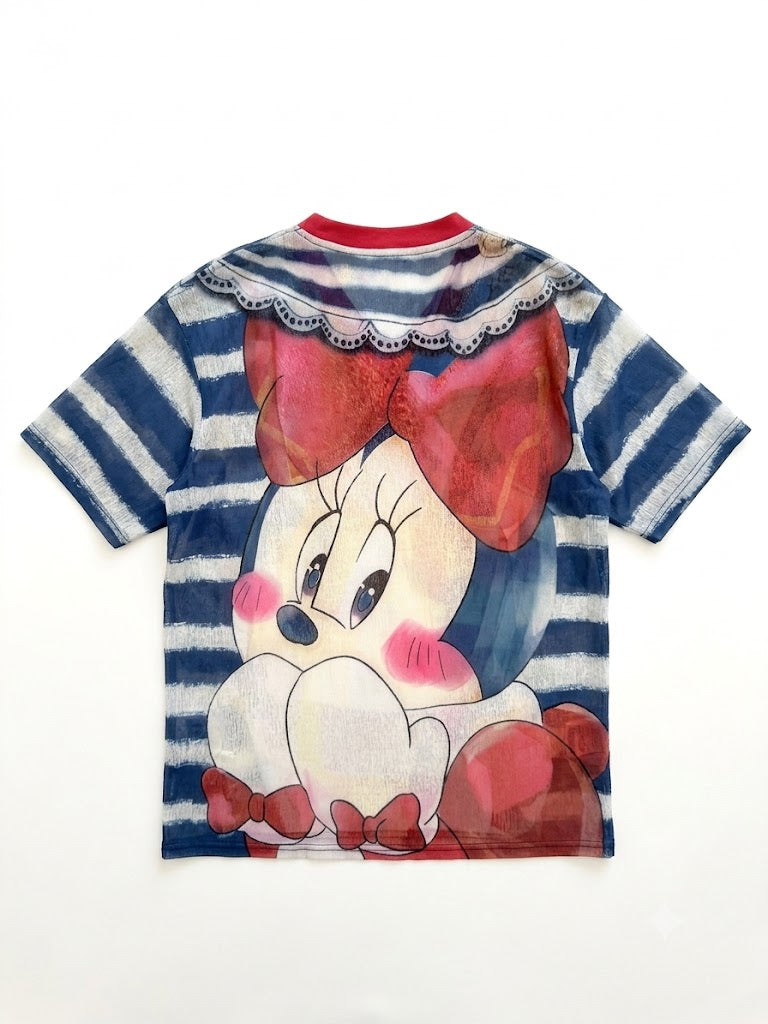 Vintage Sailor Collar Patchwork Striped T-Shirt – Blue