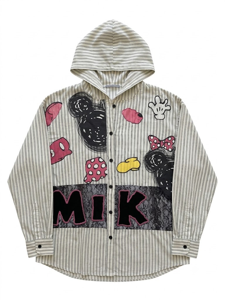 Striped Sheer Lace Panel Hooded Sun Jacket | Lightweight Y2K Cover-Up