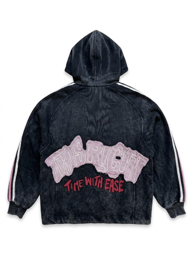 Vintage Washed Cartoon Zip-Up Hoodie