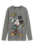 Vintage Stripe Graphic Long Sleeve Tee – Black & White