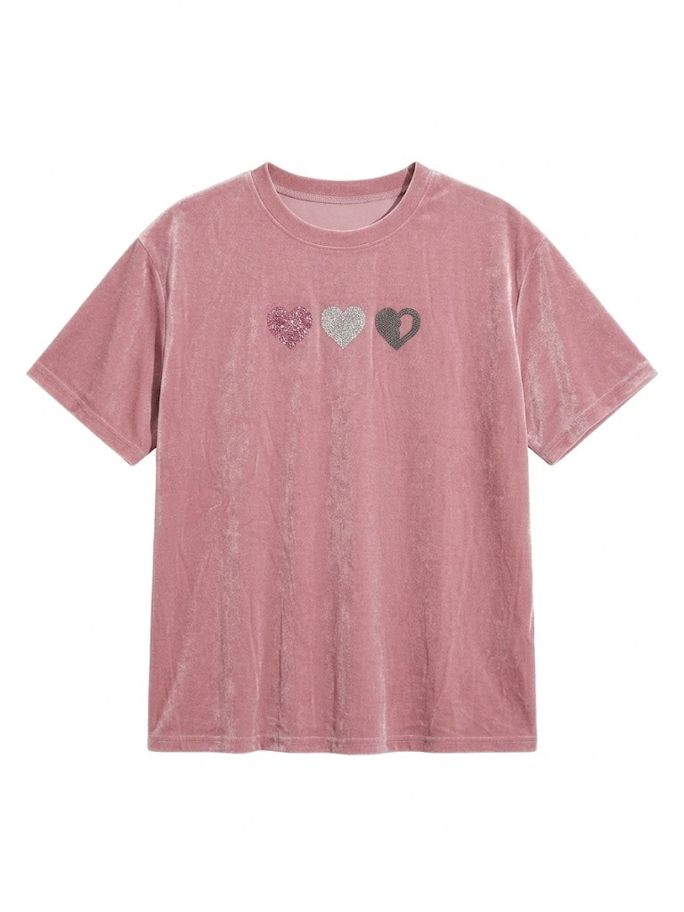 Pink Rhinestone Heart Tee