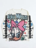 Mickey Mouse Graphic Sheer Knit Long Sleeve Top | Y2K Harajuku Cute Punk