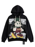 Black Rhinestone Cartoon Graphic Hoodie | Y2K Oversized Comic Sweatshirt