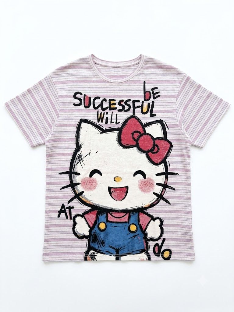 Pink Striped Graphic T-Shirt