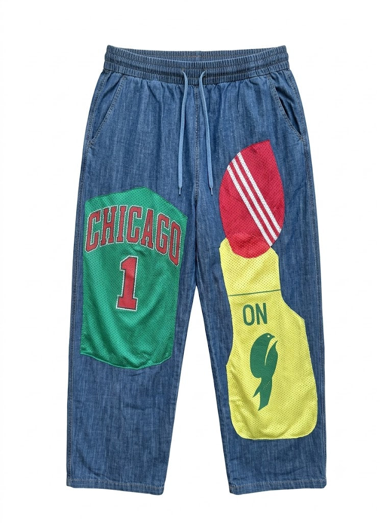 Streetwear Patchwork Wide Leg Denim Pants | Y2K