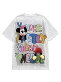 3D Plush Patchwork Graphic Oversized T-Shirt – White