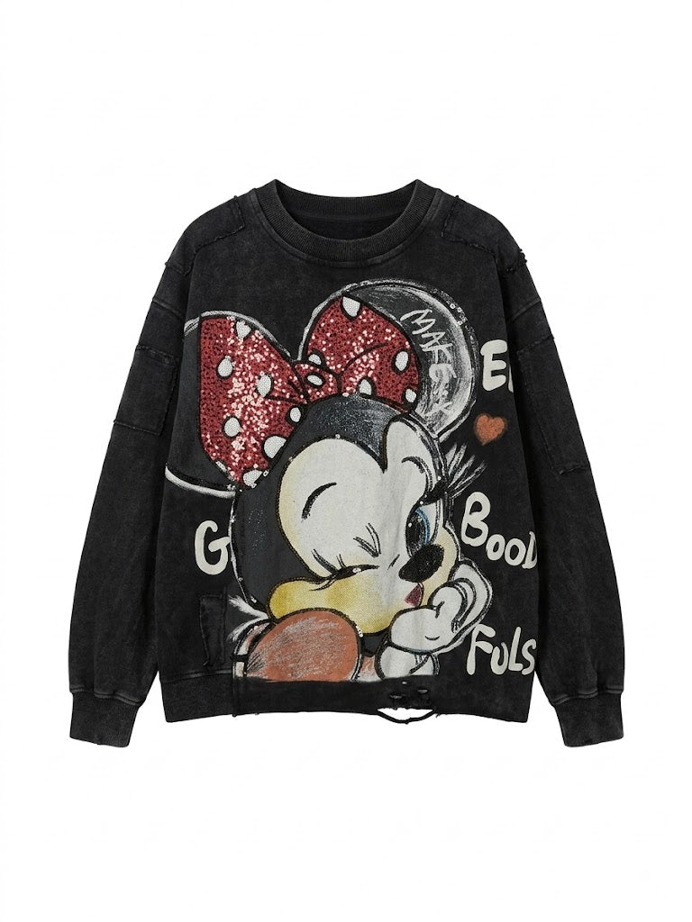 Vintage Lace Layered Distressed Sweatshirt