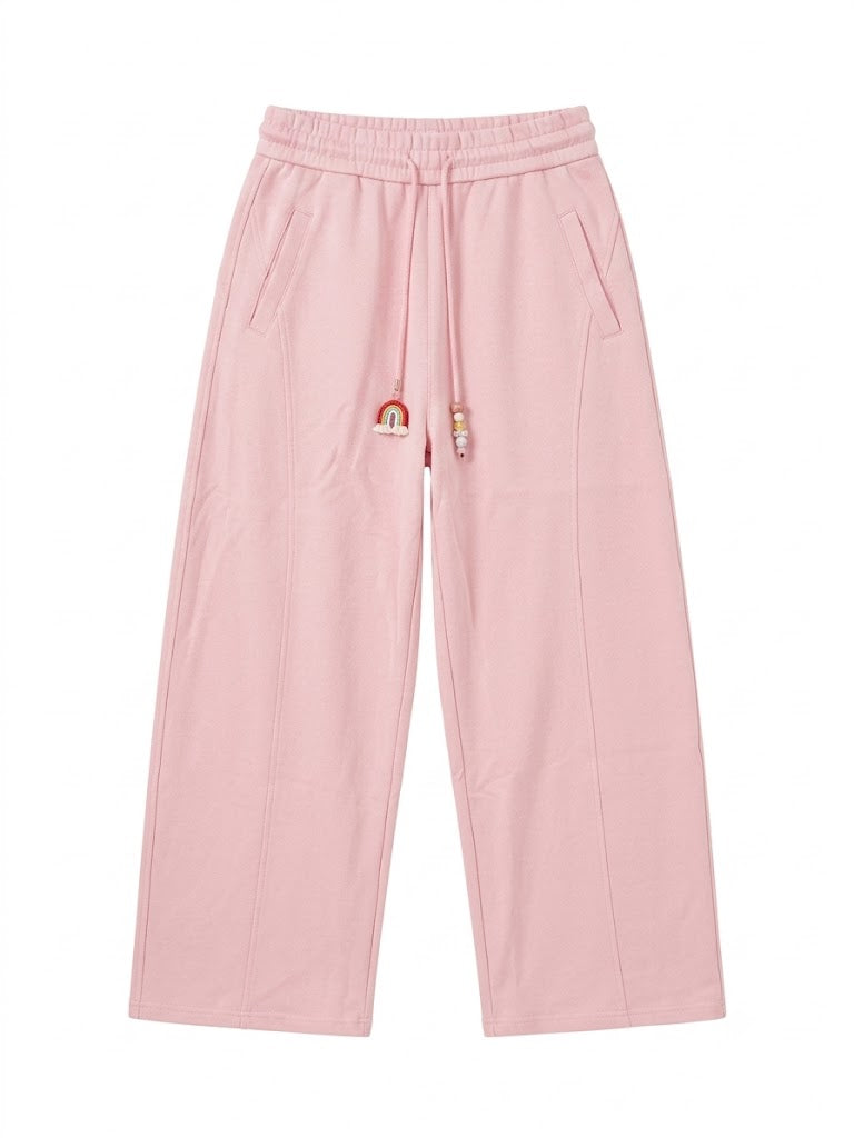 Pink Lightweight Wide-Leg Lounge Pants
