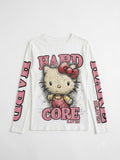 White Sketch Cartoon Graphic Long Sleeve T-Shirt | Y2K Streetwear Top