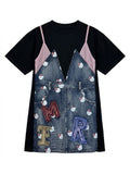 Kitty Inspired Layered Graphic Mini Dress – Black