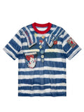Vintage Sailor Collar Patchwork Striped T-Shirt – Blue