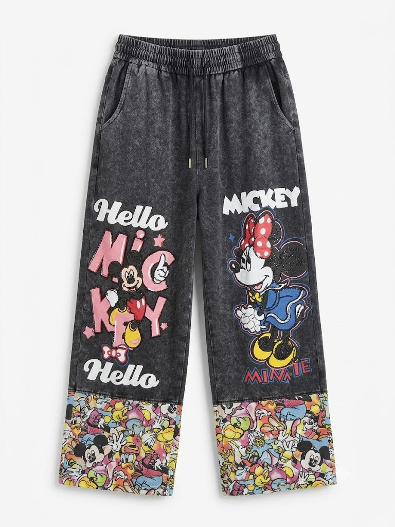 Y2K Washed Cartoon Wide Leg Pants