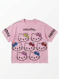 Y2K Pink Kitty Rhinestone Tee