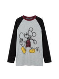 Grey Raglan Cartoon Graphic Long Sleeve T-Shirt | Y2K Casual Streetwear Top