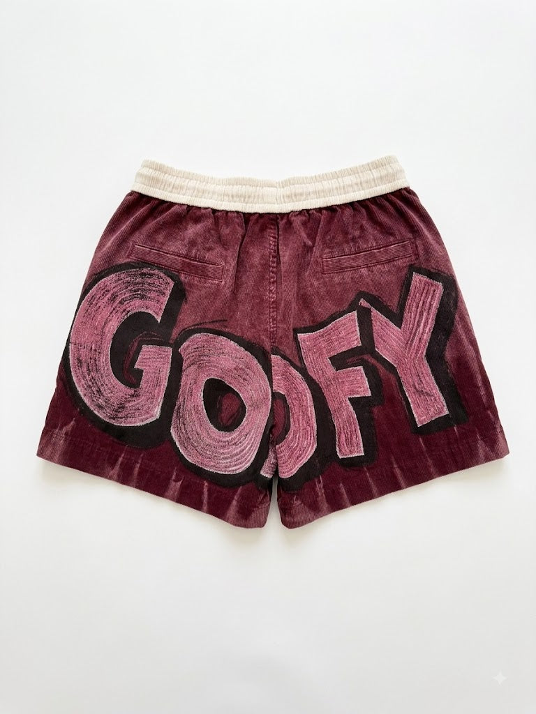 Burgundy Sequin Cartoon Patchwork Shorts