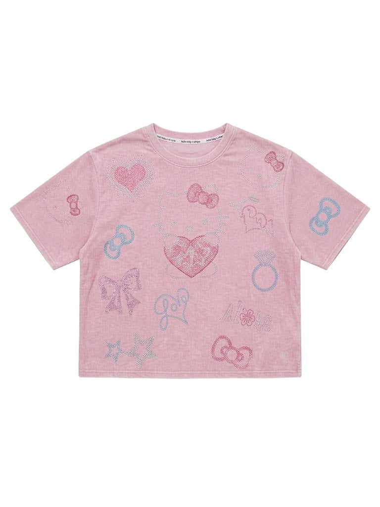 Cute Kitty Rhinestone T-Shirt
