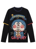 Cute Cartoon Layered Long Sleeve Top | Y2K Kawaii Streetwear