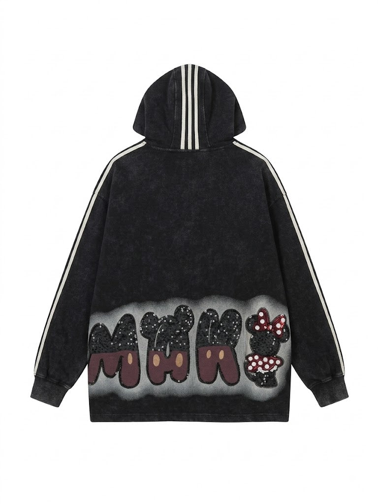Vintage Cartoon Rhinestone Oversized Hoodie