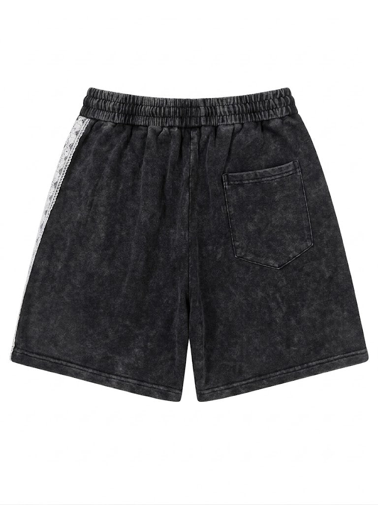 Y2K Lace Patch Pocket Denim Shorts | Black