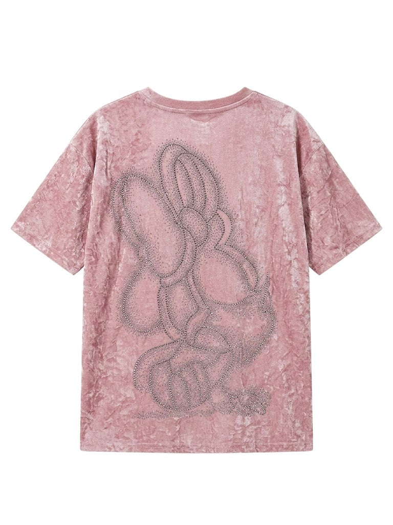 Y2K Pink Rhinestone Graphic Tee