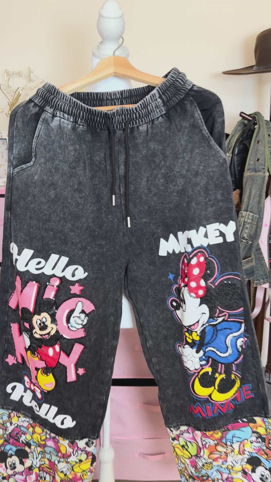 Y2K Washed Cartoon Wide Leg Pants