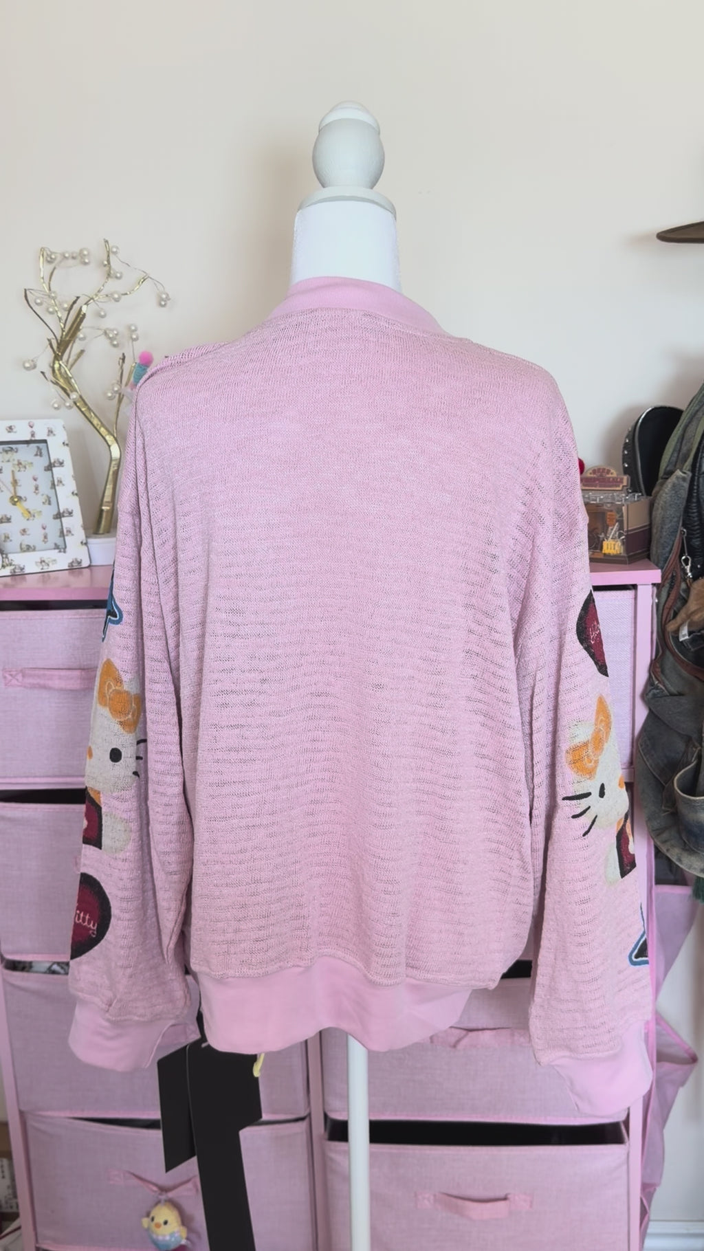 Pink Rhinestone Long Sleeve Top