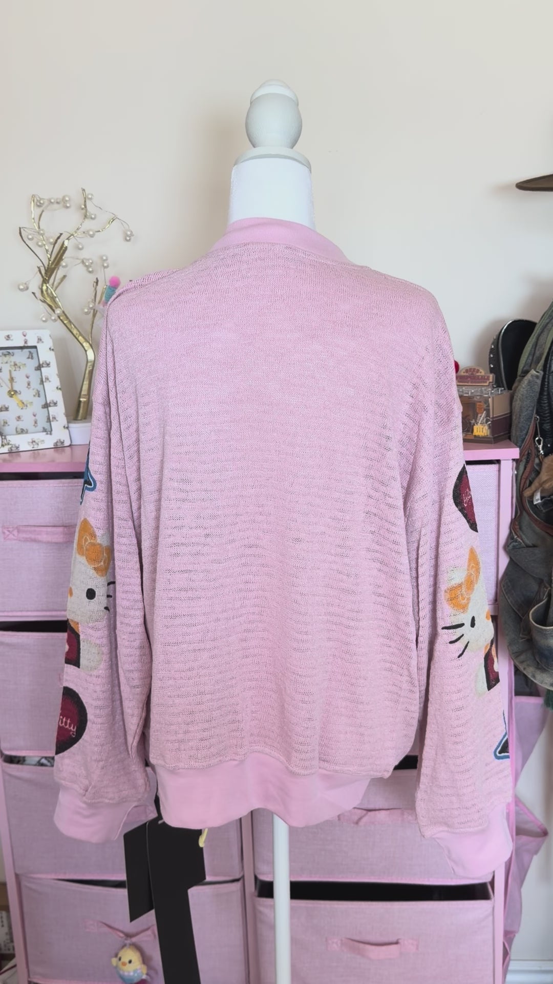 Pink Rhinestone Long Sleeve Top