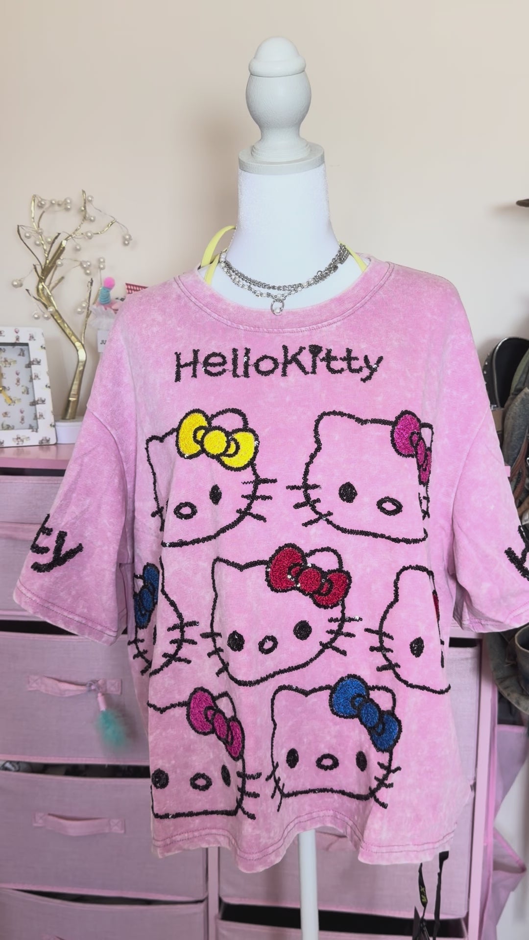 Y2K Pink Kitty Rhinestone Tee