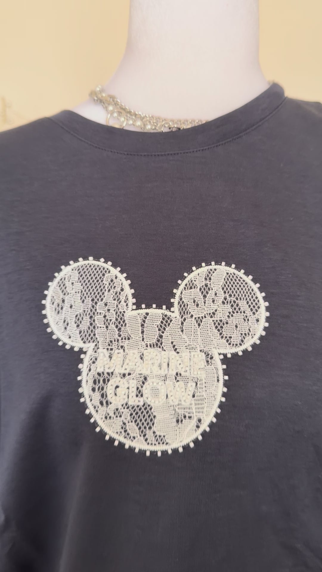 Y2K Rhinestone Minimal Tee | Black