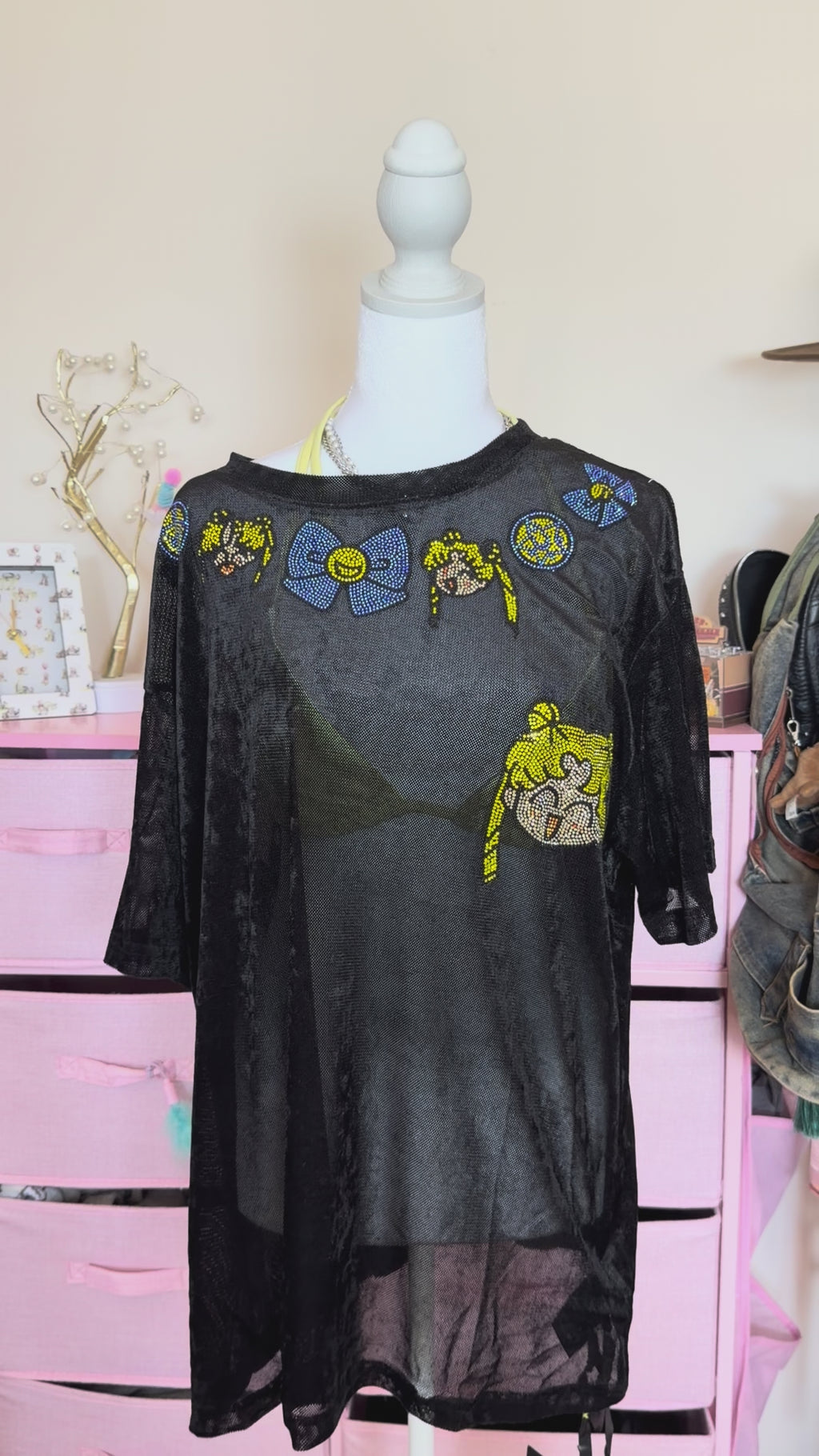 Y2K Embroidered Sheer Mesh T-Shirt