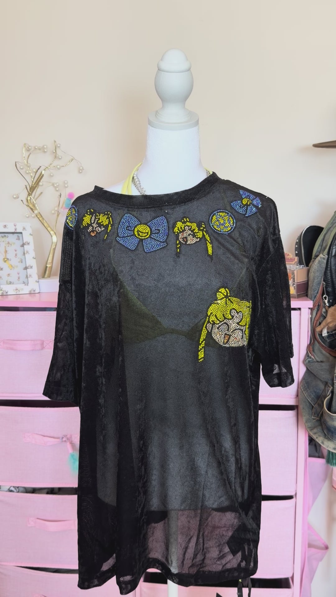 Y2K Embroidered Sheer Mesh T-Shirt
