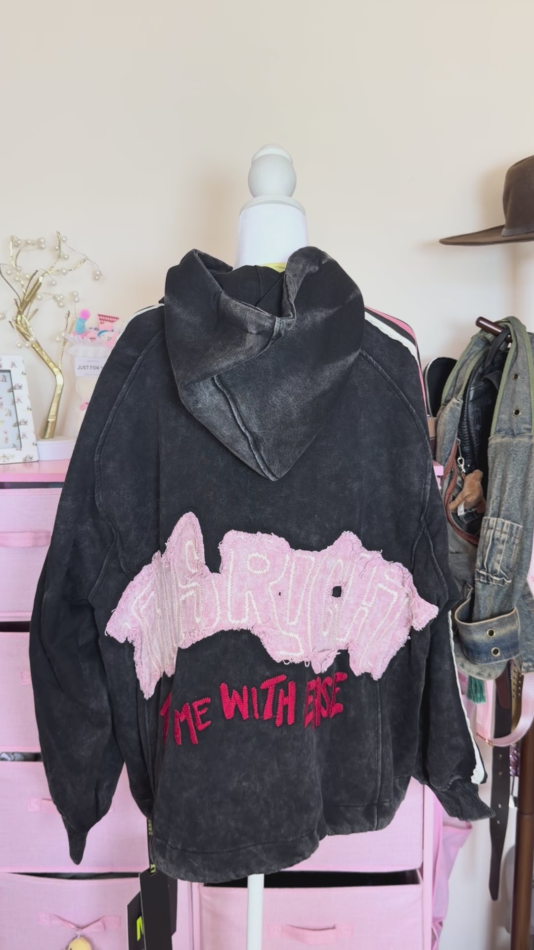 Vintage Washed Cartoon Zip-Up Hoodie