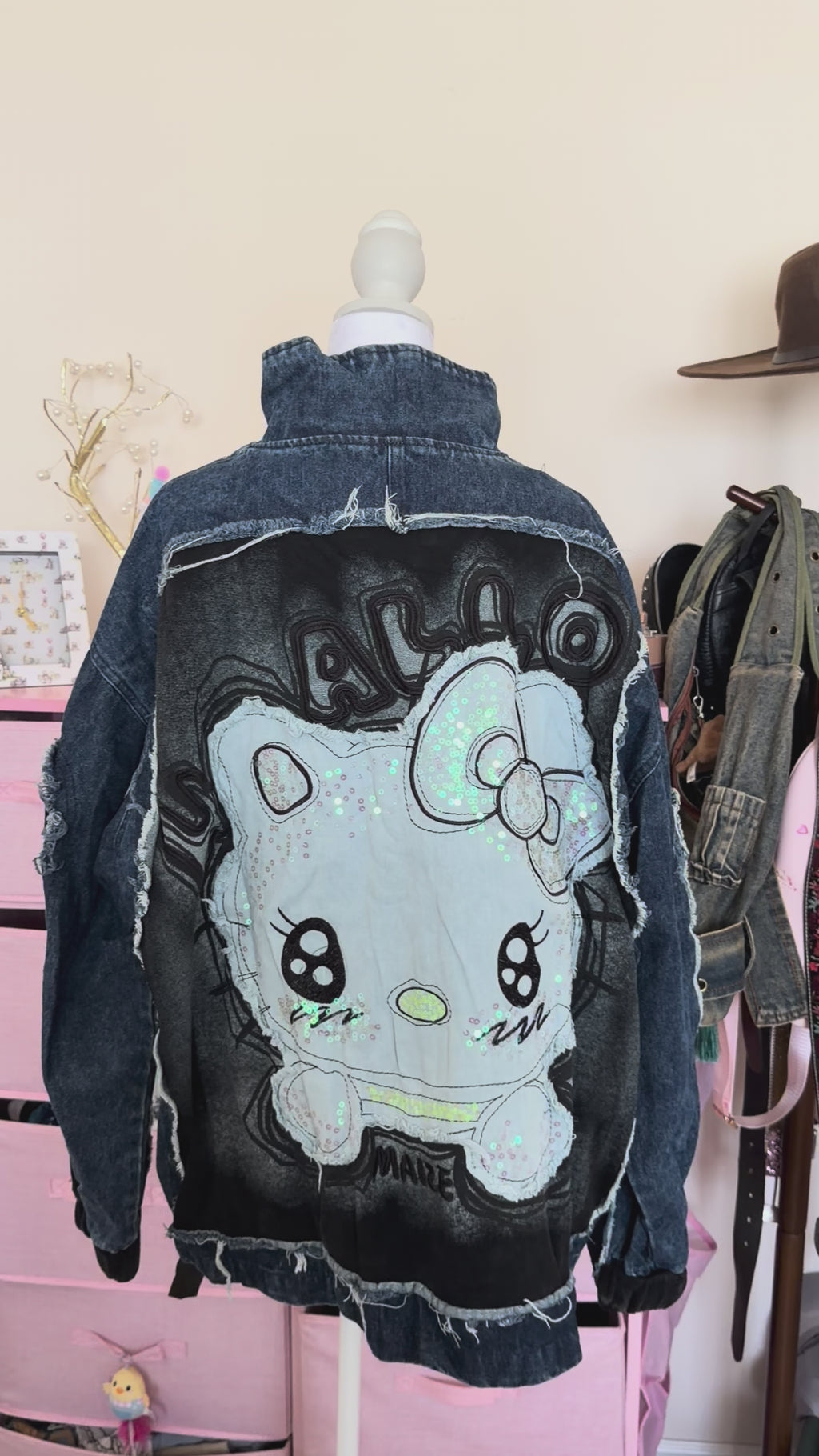 Patchwork Denim Zip-Up Jacket | Distressed Streetwear Oversized Outerwear