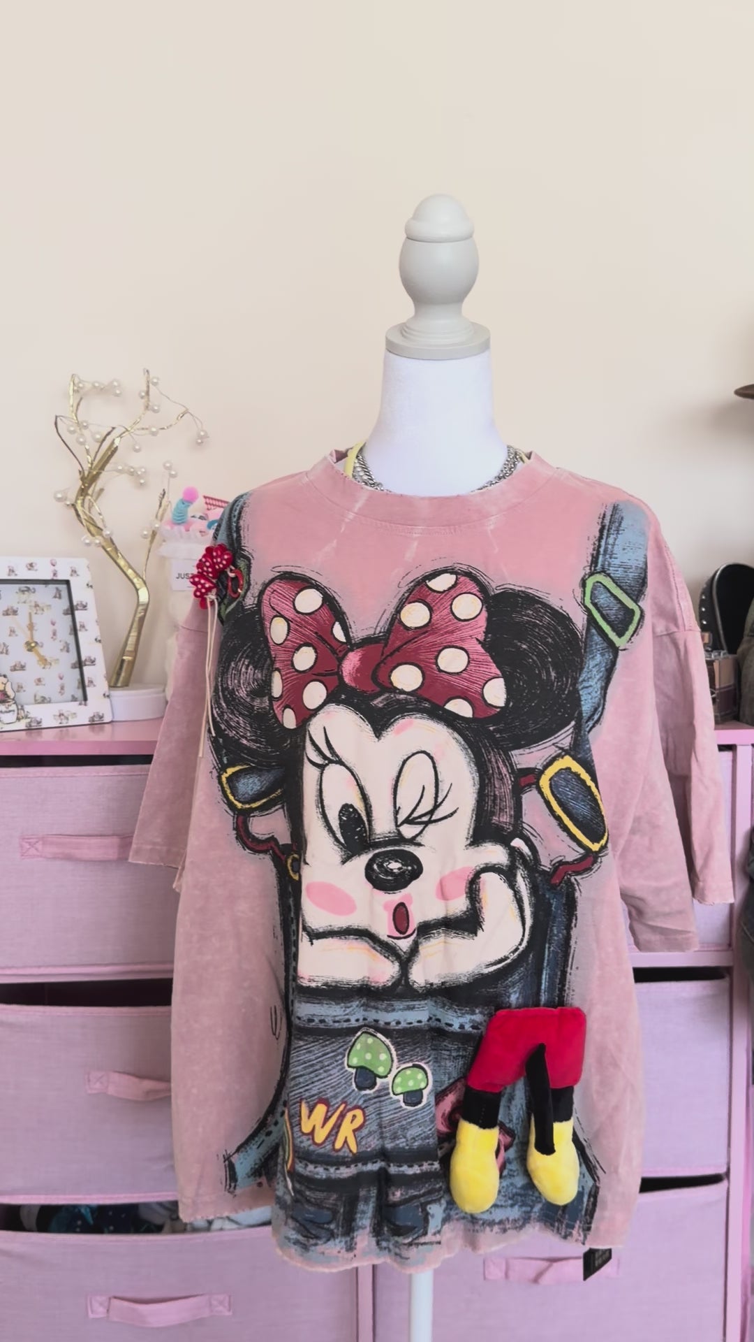 Pink Cartoon Graphic T-Shirt with 3D Plush Detail | Y2K Vintage Tee