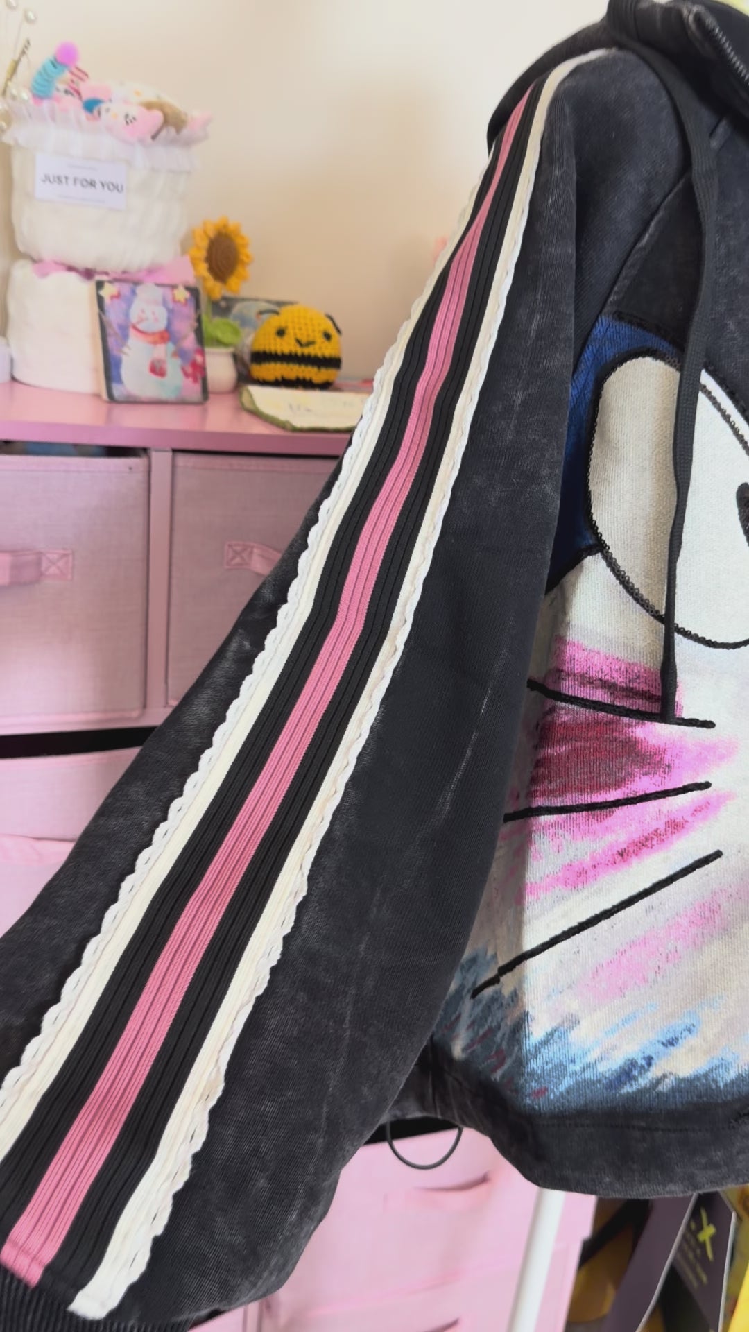 Vintage Washed Cartoon Zip-Up Hoodie
