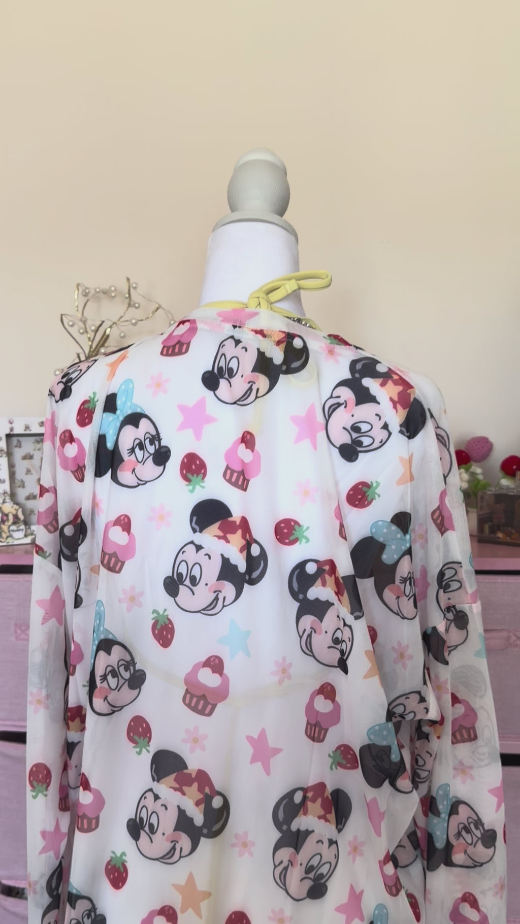 Cute Cartoon Print Sheer Long Sleeve Top | Y2K Kawaii Harajuku