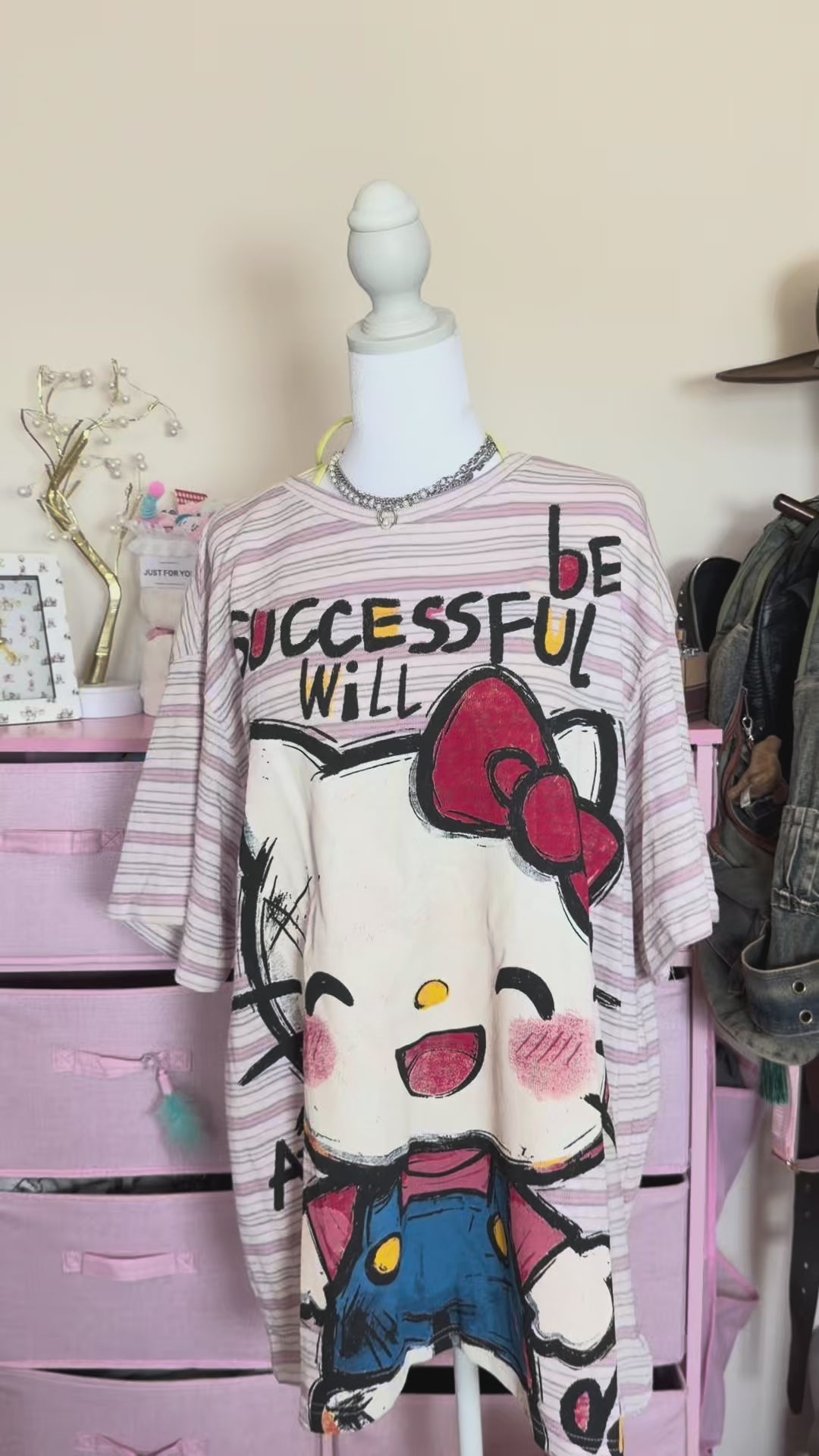 Pink Striped Graphic T-Shirt