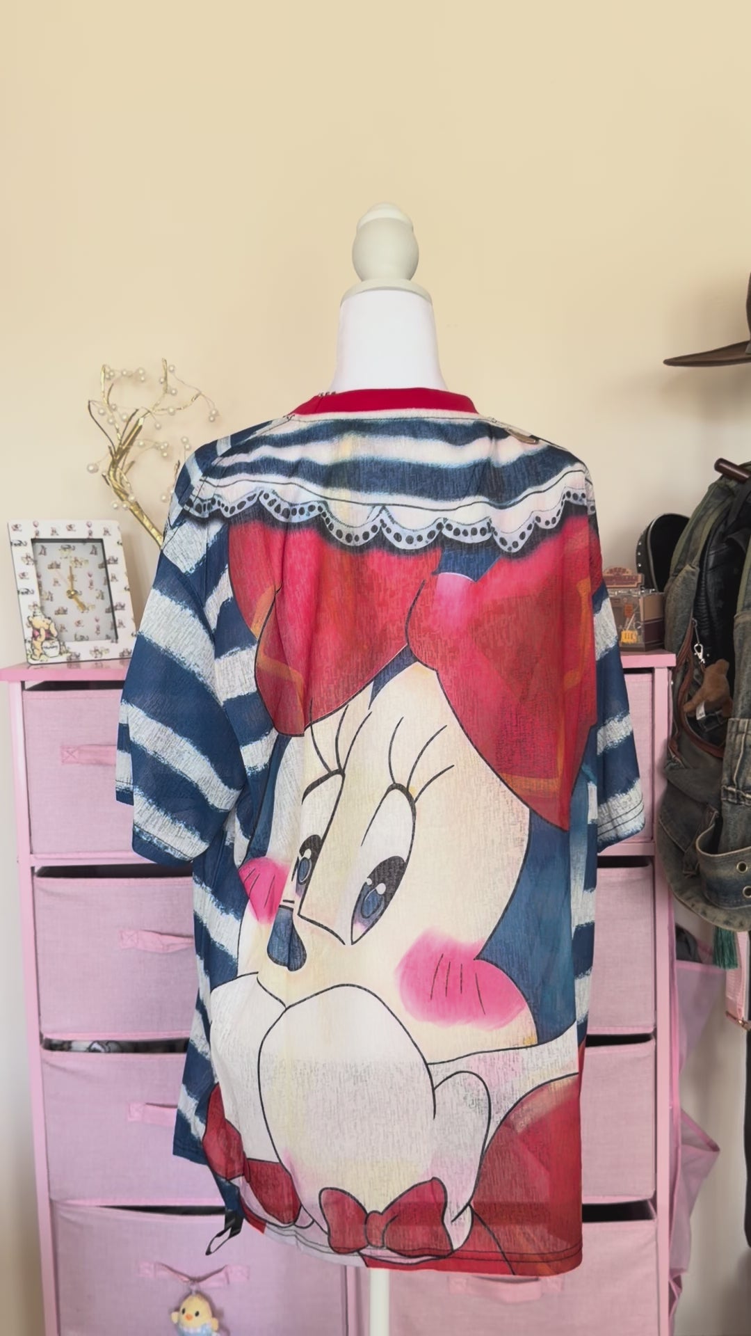 Vintage Sailor Collar Patchwork Striped T-Shirt – Blue