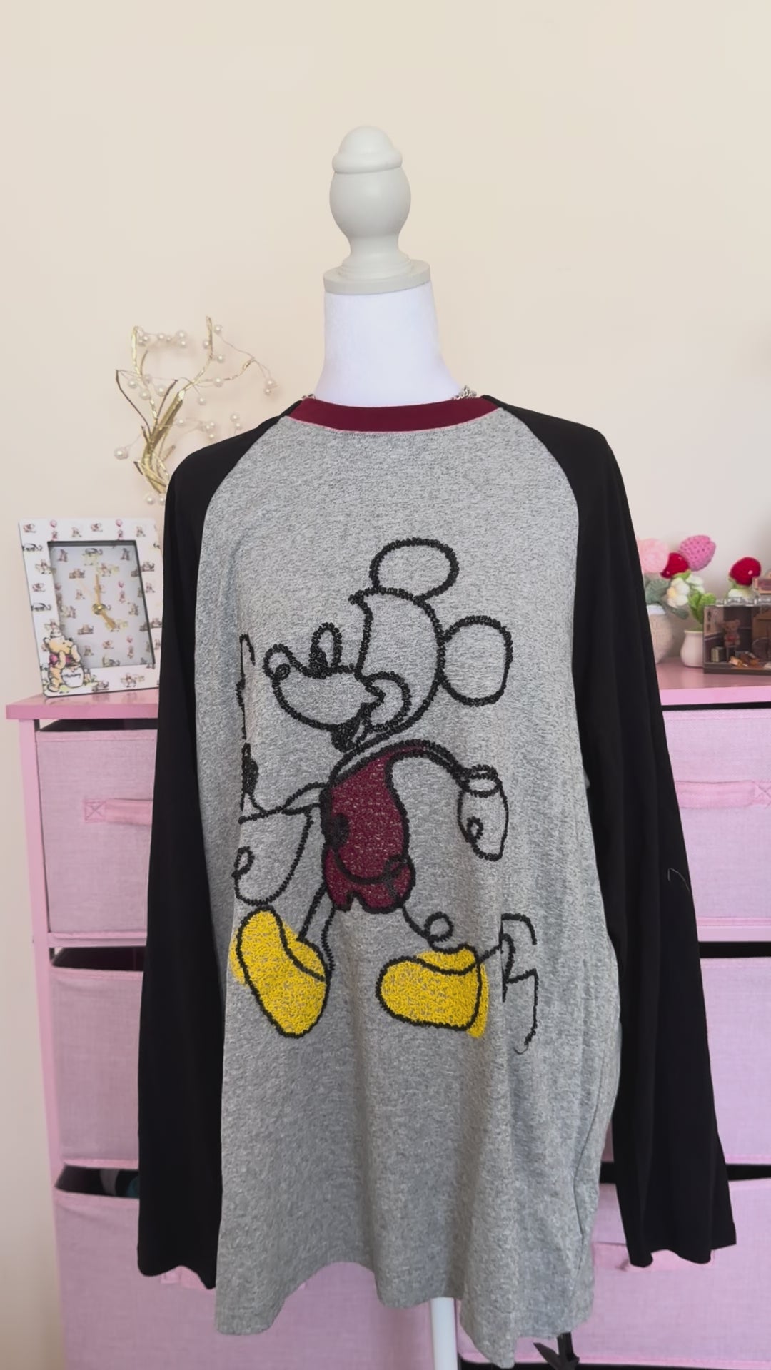 Grey Raglan Cartoon Graphic Long Sleeve T-Shirt | Y2K Casual Streetwear Top