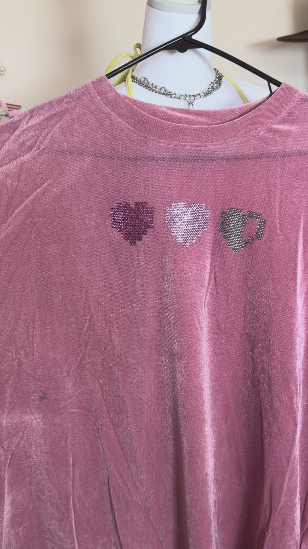 Pink Rhinestone Heart Tee