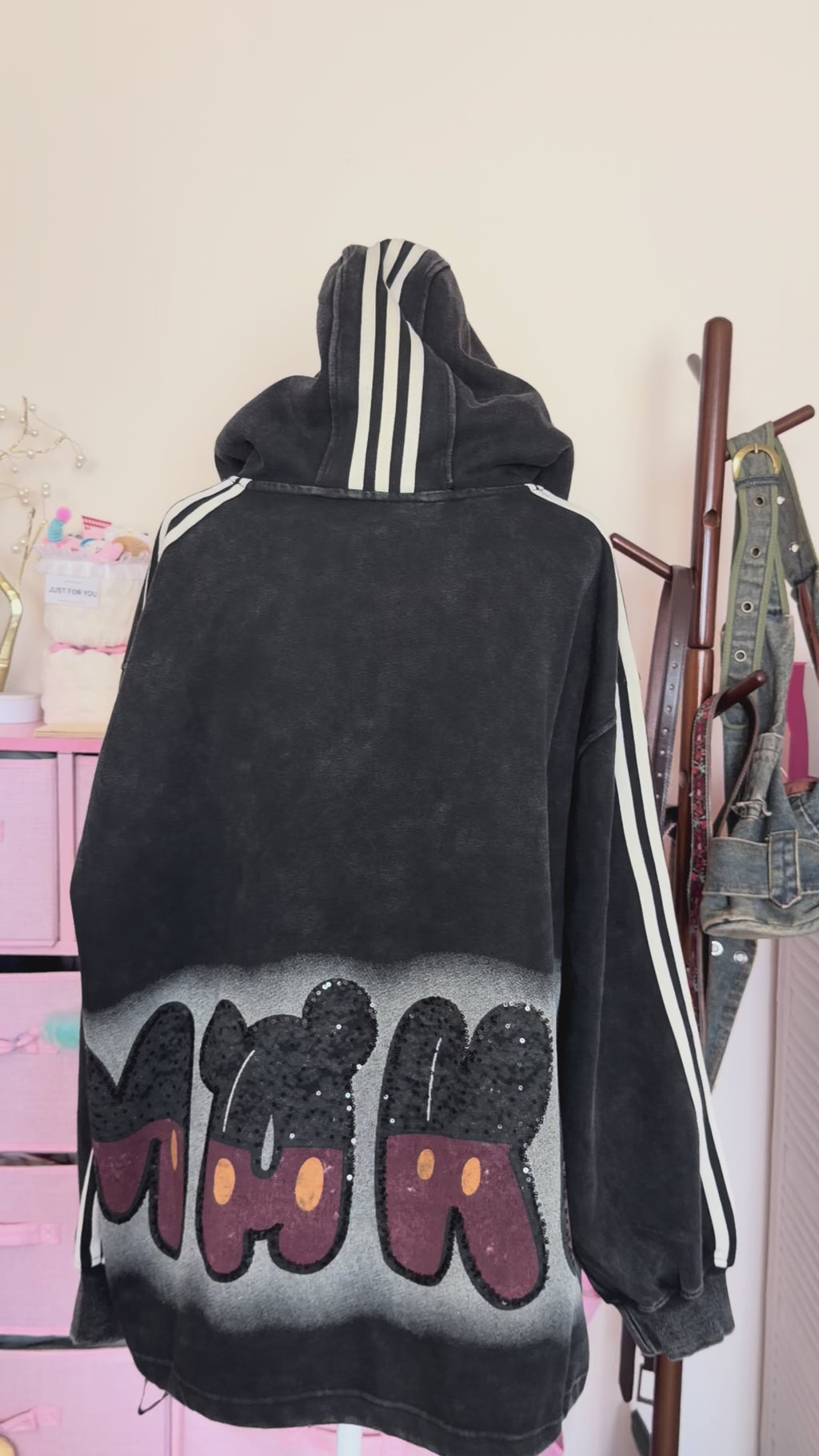 Vintage Cartoon Rhinestone Oversized Hoodie
