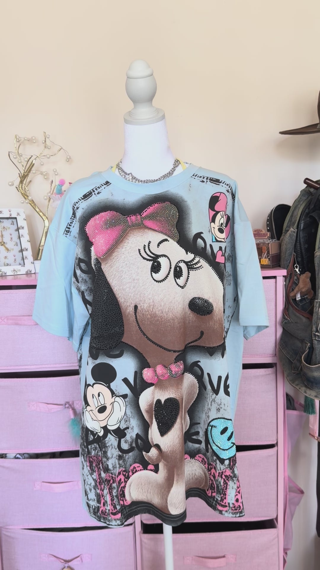 Snoopy Rhinestone Graphic T-Shirt | Y2K Cute Punk Harajuku Tee